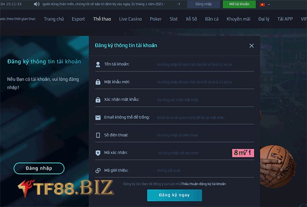 Đăng nhập Tf88